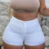 All Match Versatile Solid Color Rolled Hem Slim Fit Mini Denim Shorts Summer main 0
