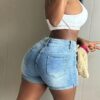 European And American Fashionable Denim Shorts With Multiple Buckle Design For A Slimming Look main 1