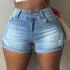 European And American Fashionable Denim Shorts With Multiple Buckle Design For A Slimming Look main 2