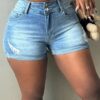 European And American Fashionable Denim Shorts With Multiple Buckle Design For A Slimming Look main 5