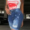 European American Streetwear Summer Commute Casual High Stretch Women Denim Bermuda Shorts main 0