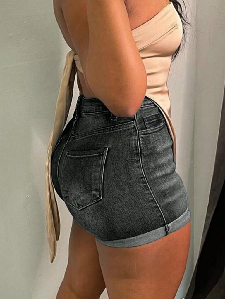 European American Women Sexy Back Rise All Match Versatile Denim Shorts main 1