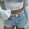 Ladies Casual Street Basic Versatile Cuffable Denim Shorts Hot Pants main 1
