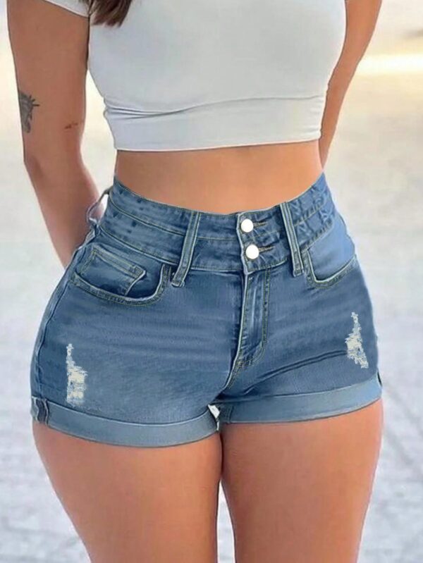 Summer Curl Hem Denim Shorts