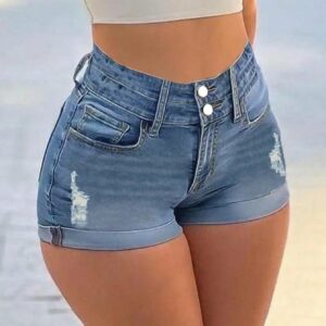 Summer Curl Hem Denim Shorts