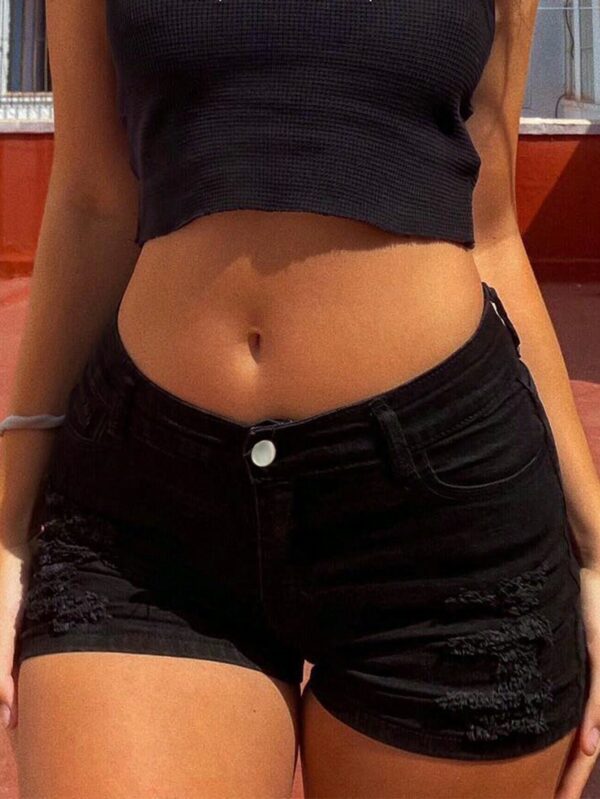 Women Style Black Denim Shorts