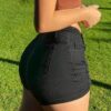 Womens Stylish Slim Fit Ripped Black Denim Shorts main 6